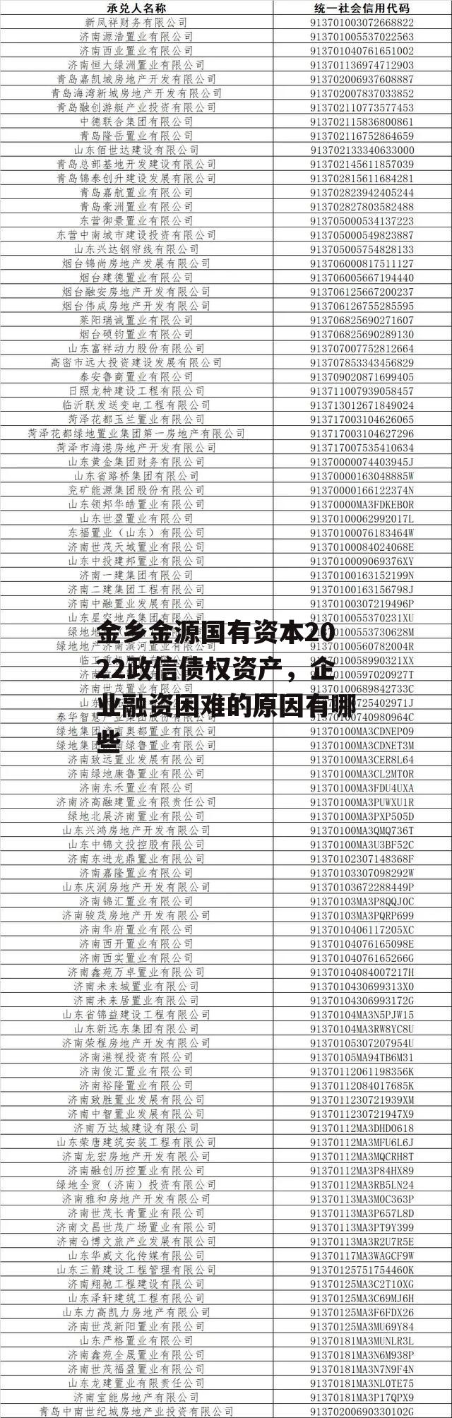 金乡金源国有资本2022政信债权资产，企业融资困难的原因有哪些