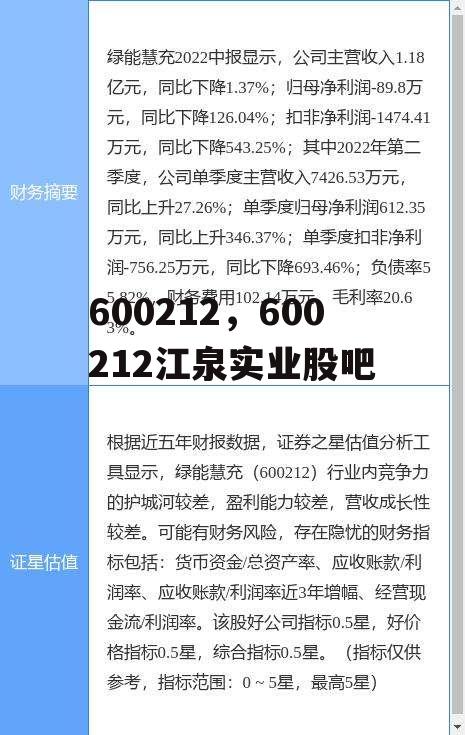 600212，600212江泉实业股吧