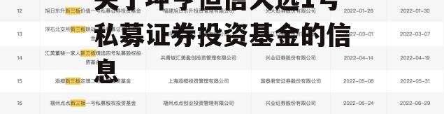 关于坤亨恒信久远1号私募证券投资基金的信息