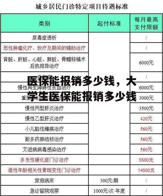 医保能报销多少钱，大学生医保能报销多少钱