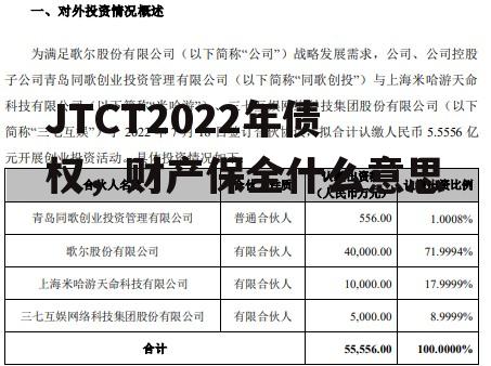 JTCT2022年债权，财产保全什么意思