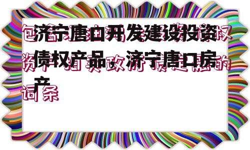 济宁唐口开发建设投资债权产品，济宁唐口房产