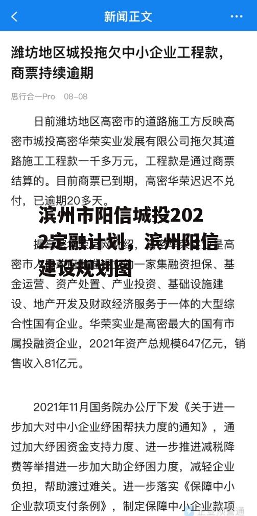 滨州市阳信城投2022定融计划，滨州阳信建设规划图