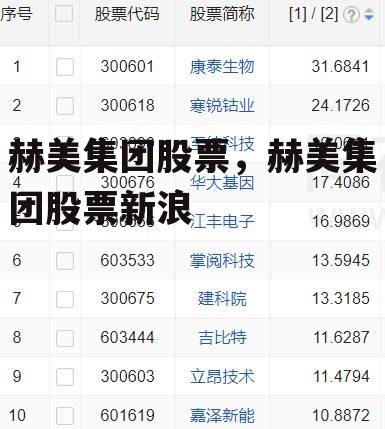 赫美集团股票，赫美集团股票新浪