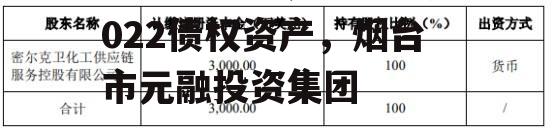 山东烟台市元融投资2022债权资产，烟台市元融投资集团