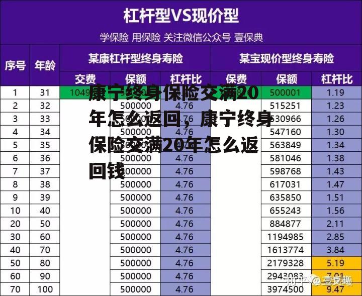 康宁终身保险交满20年怎么返回，康宁终身保险交满20年怎么返回钱