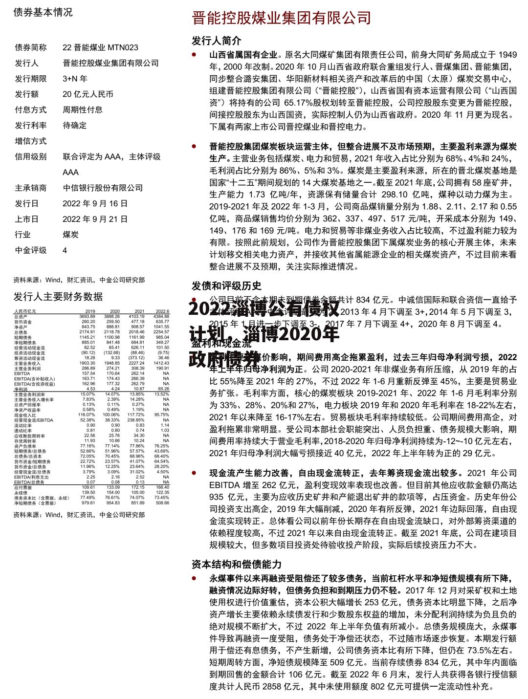 2022淄博公有债权计划，淄博2020年政府债券