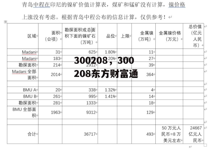 300208，300208东方财富通