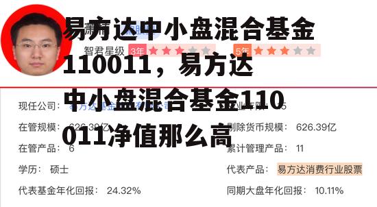 易方达中小盘混合基金110011，易方达中小盘混合基金110011净值那么高