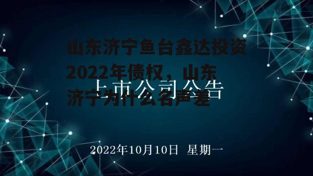 山东济宁鱼台鑫达投资2022年债权，山东济宁为什么名声差