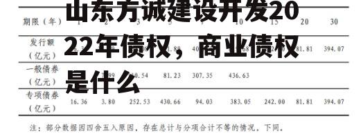 山东方诚建设开发2022年债权，商业债权是什么