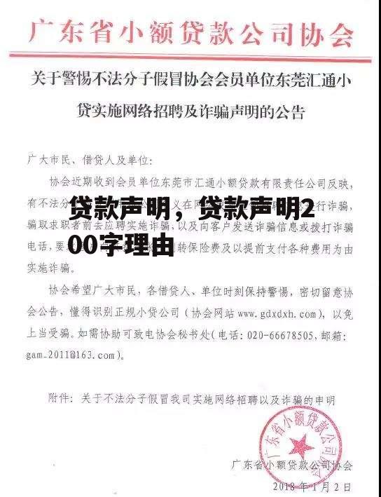 贷款声明，贷款声明200字理由