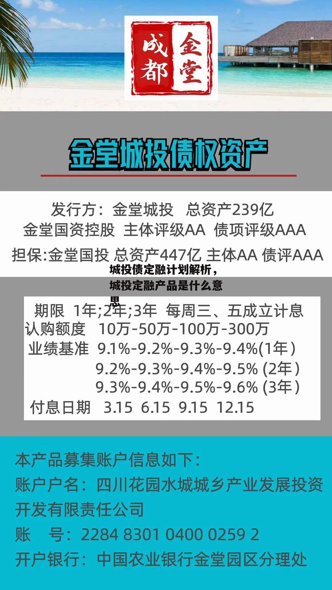 城投债定融计划解析，城投定融产品是什么意思