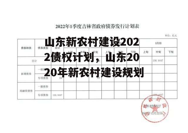 山东新农村建设2022债权计划，山东2020年新农村建设规划