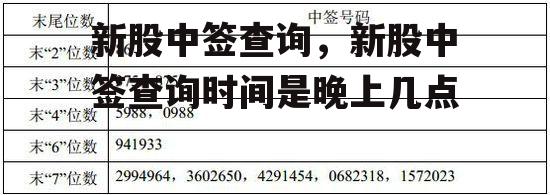 新股中签查询，新股中签查询时间是晚上几点