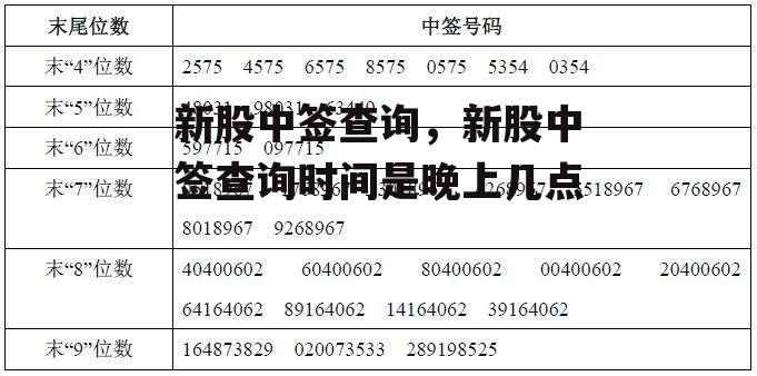 新股中签查询，新股中签查询时间是晚上几点