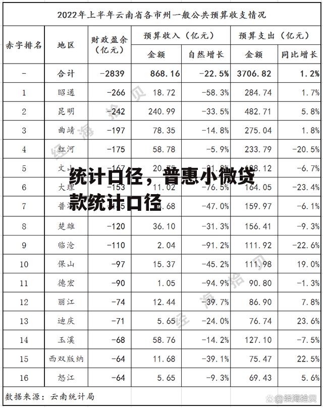 统计口径，普惠小微贷款统计口径