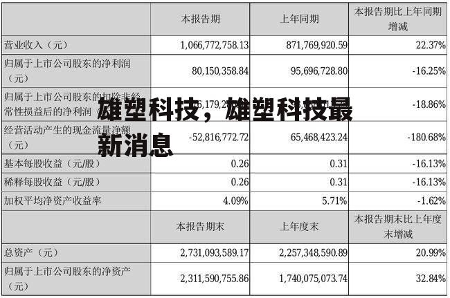 雄塑科技，雄塑科技最新消息