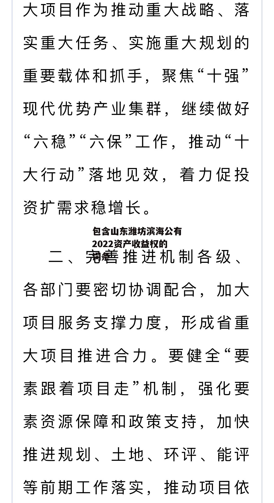 包含山东潍坊滨海公有2022资产收益权的词条