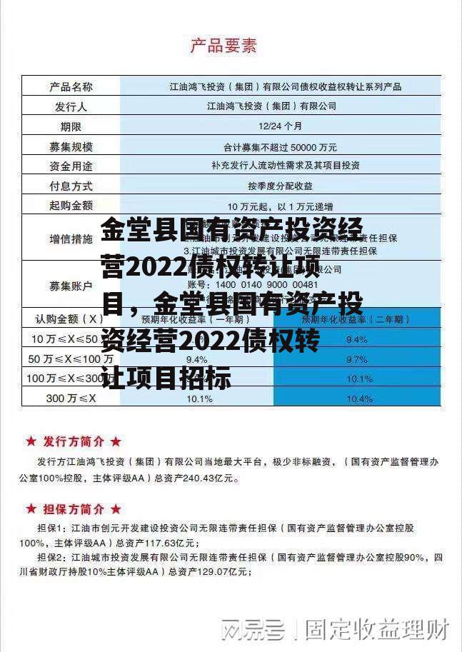 金堂县国有资产投资经营2022债权转让项目，金堂县国有资产投资经营2022债权转让项目招标