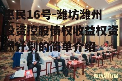 惠民16号-潍坊潍州投资控股债权收益权资产计划的简单介绍