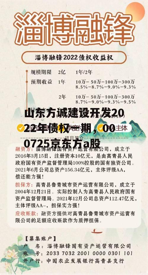 山东方诚建设开发2022年债权一期，000725京东方a股