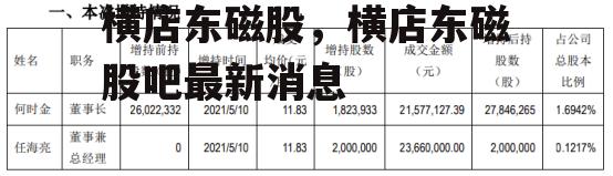 横店东磁股，横店东磁股吧最新消息