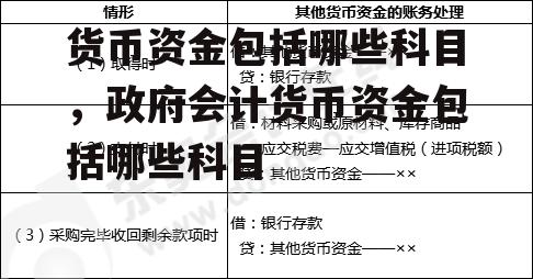 货币资金包括哪些科目，政府会计货币资金包括哪些科目