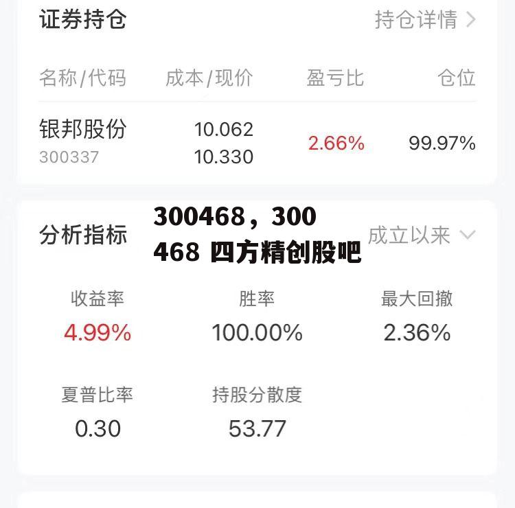 300468，300468 四方精创股吧