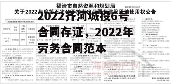 2022齐河城投6号合同存证，2022年劳务合同范本