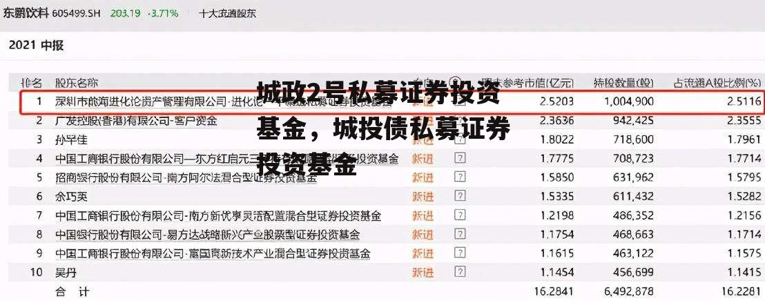 城政2号私募证券投资基金，城投债私募证券投资基金