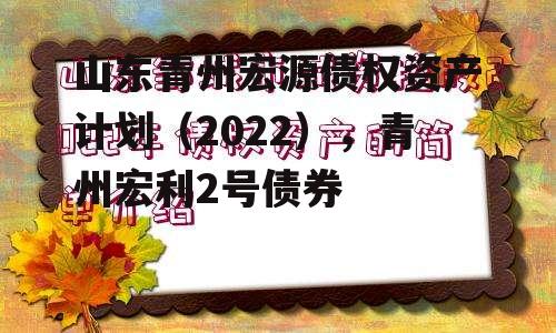 山东青州宏源债权资产计划（2022），青州宏利2号债券