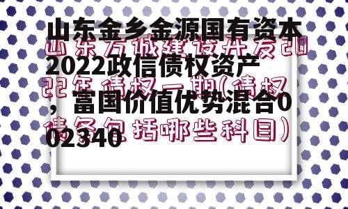 山东金乡金源国有资本2022政信债权资产，富国价值优势混合002340