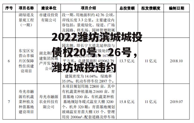 2022潍坊滨城城投债权20号、26号，潍坊城投违约