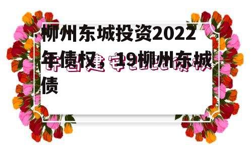 柳州东城投资2022年债权，19柳州东城债