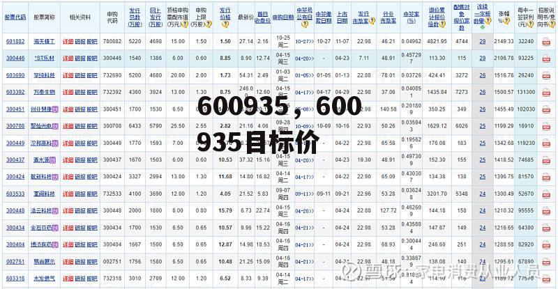 600935，600935目标价