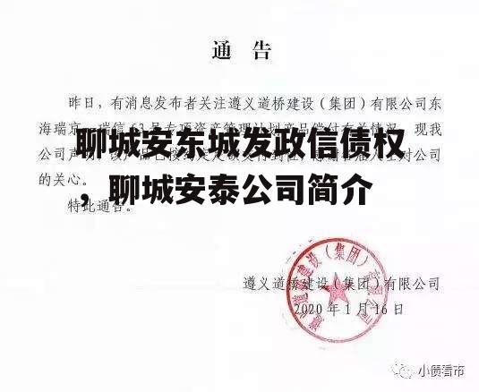 聊城安东城发政信债权，聊城安泰公司简介