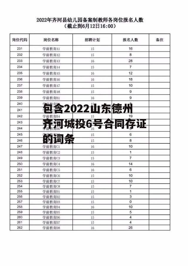 包含2022山东德州齐河城投6号合同存证的词条