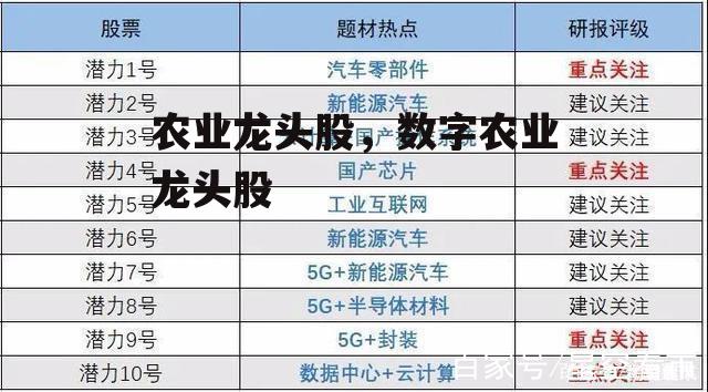 农业龙头股，数字农业龙头股