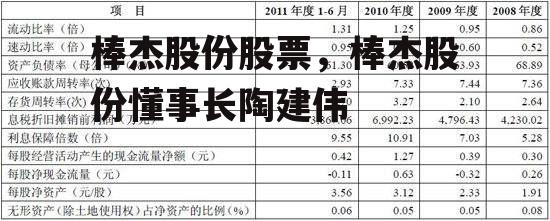 棒杰股份股票，棒杰股份懂事长陶建伟