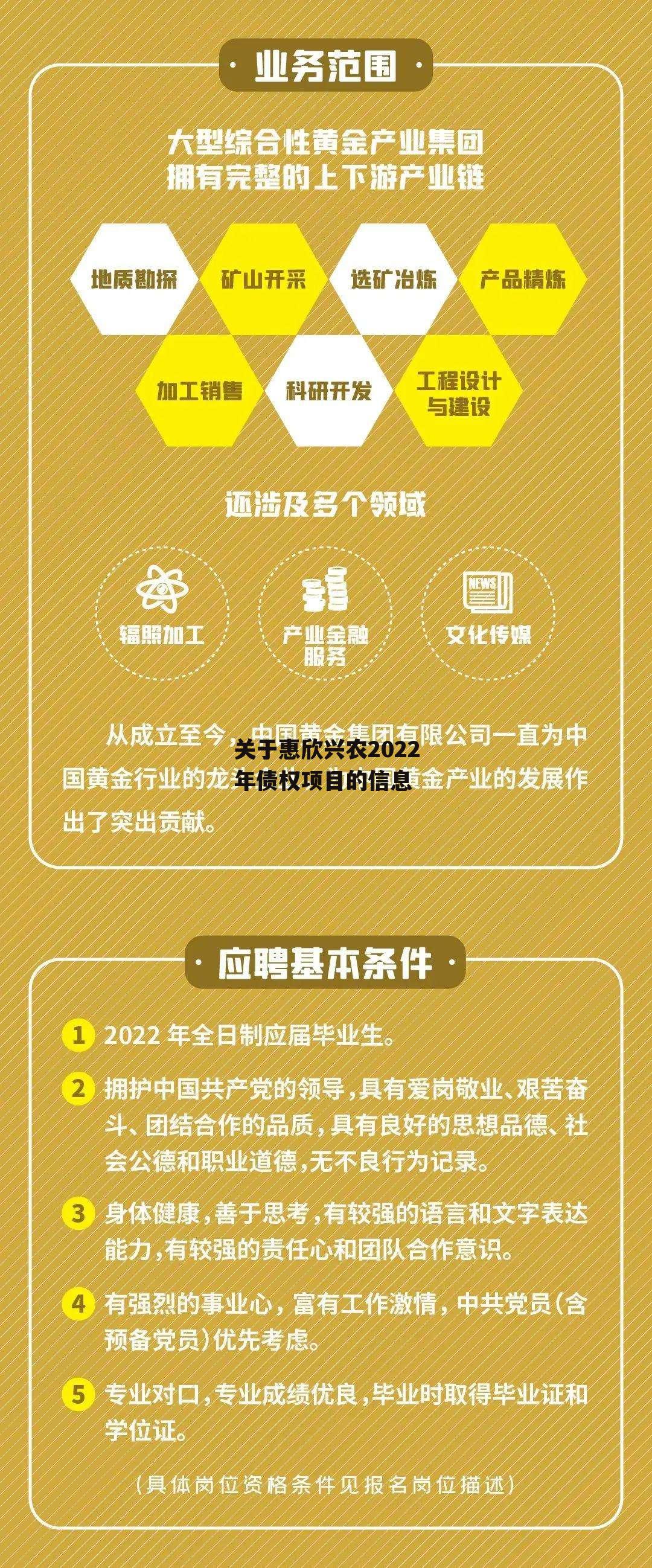 关于惠欣兴农2022年债权项目的信息