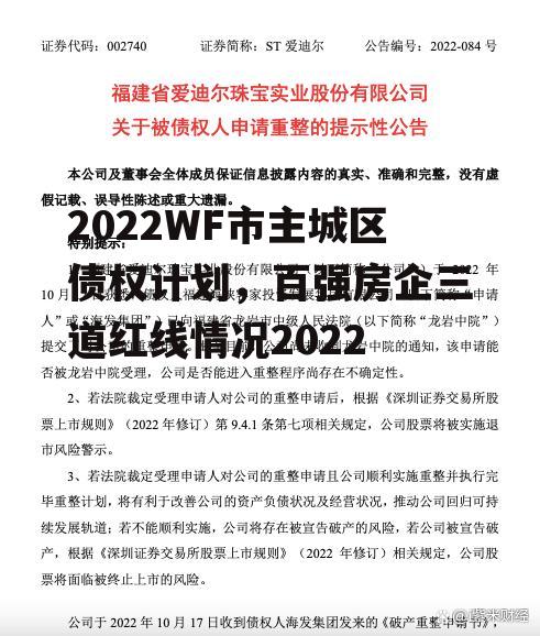 2022WF市主城区债权计划，百强房企三道红线情况2022