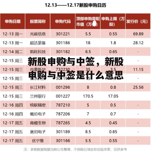 新股申购与中签，新股申购与中签是什么意思