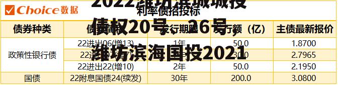 2022潍坊滨城城投债权20号、26号，潍坊滨海国投2021