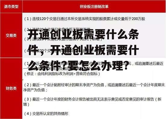 开通创业板需要什么条件，开通创业板需要什么条件?要怎么办理?