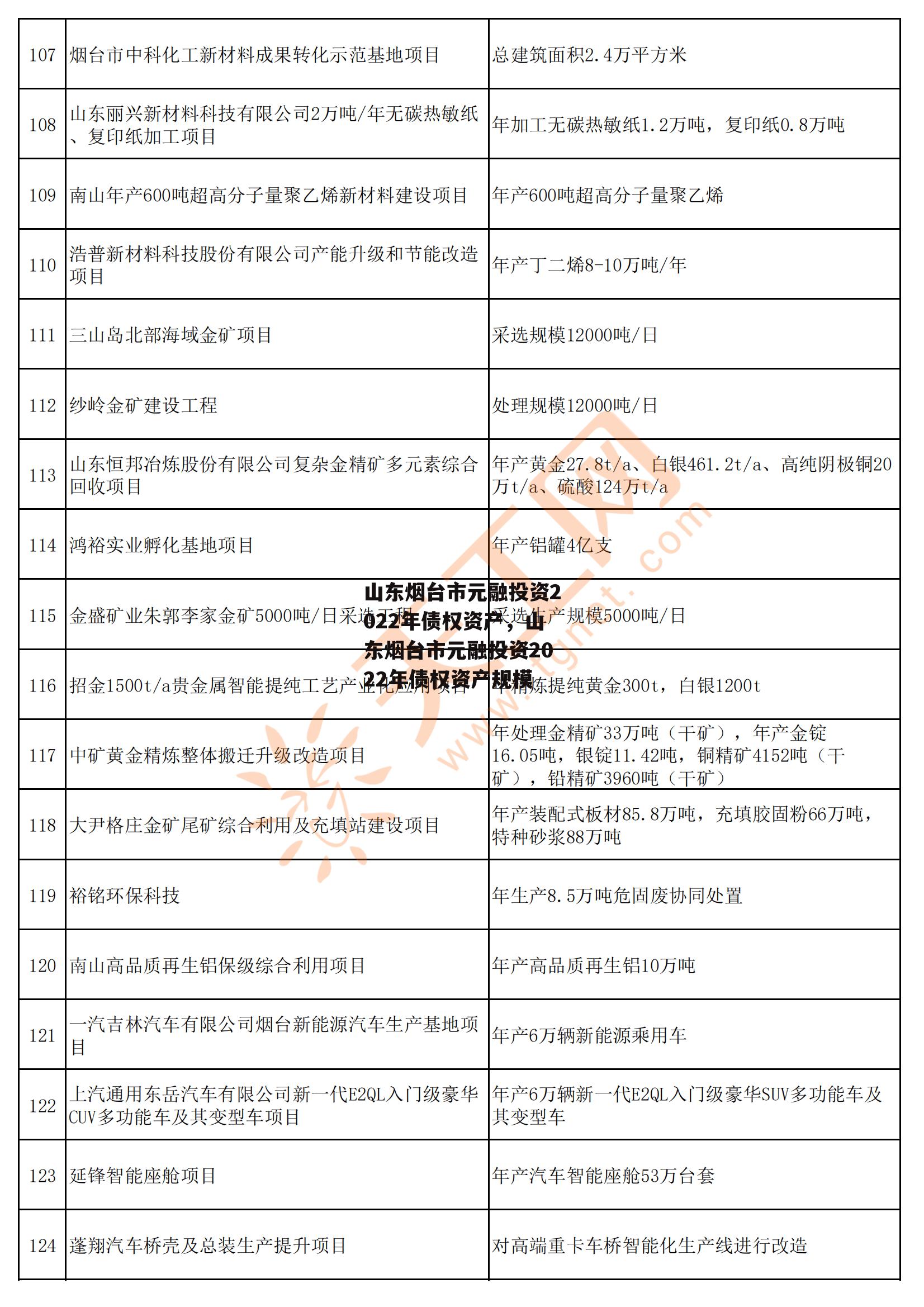 山东烟台市元融投资2022年债权资产，山东烟台市元融投资2022年债权资产规模