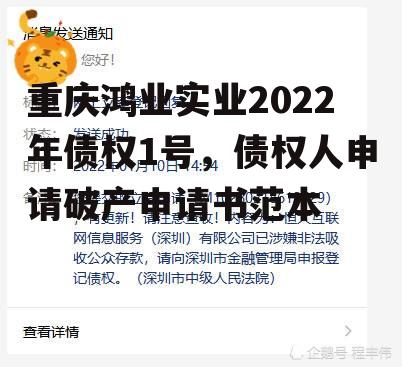 重庆鸿业实业2022年债权1号，债权人申请破产申请书范本