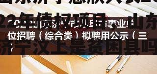 山东济宁惠欣兴农2022年债权项目，山东济宁汶上是贫困县吗