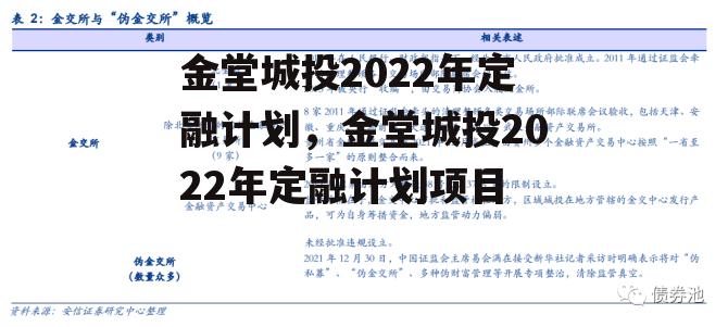 金堂城投2022年定融计划，金堂城投2022年定融计划项目