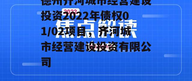 德州齐河城市经营建设投资2022年债权01/02项目，齐河城市经营建设投资有限公司